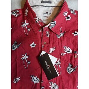 Ditch Plains Ricky Singh Parrot Guitar Shirt Mens 3X Cockatoo Button Up Cotton